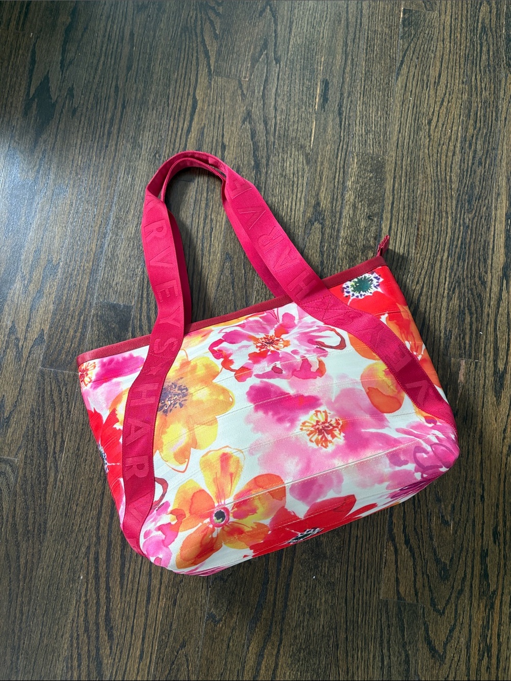 HARVEYS POSIE Boat Tote- Sujean Rim Artist Series Floral Handbag-RARE!!